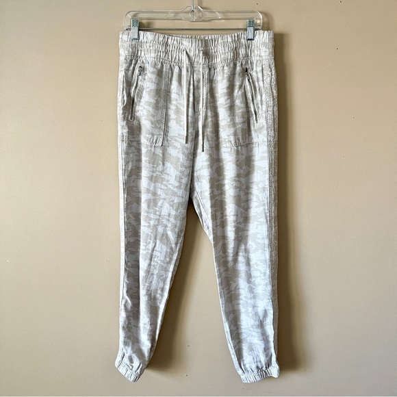 ATHLETA | Tan Camo Cabo Tide Linen Jogger Pants Sz 10 - Picture 2 of 11